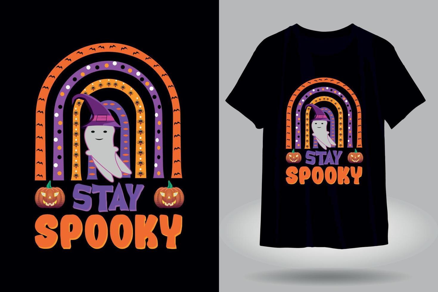 fique assustador arco-íris formas design de t-shirt de halloween vetor