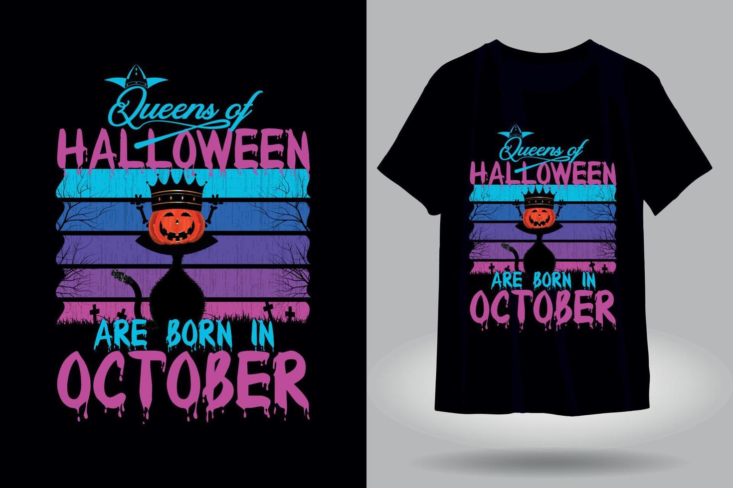 rainha do halloween nascem em outubro camiseta vintage para meninas vetor