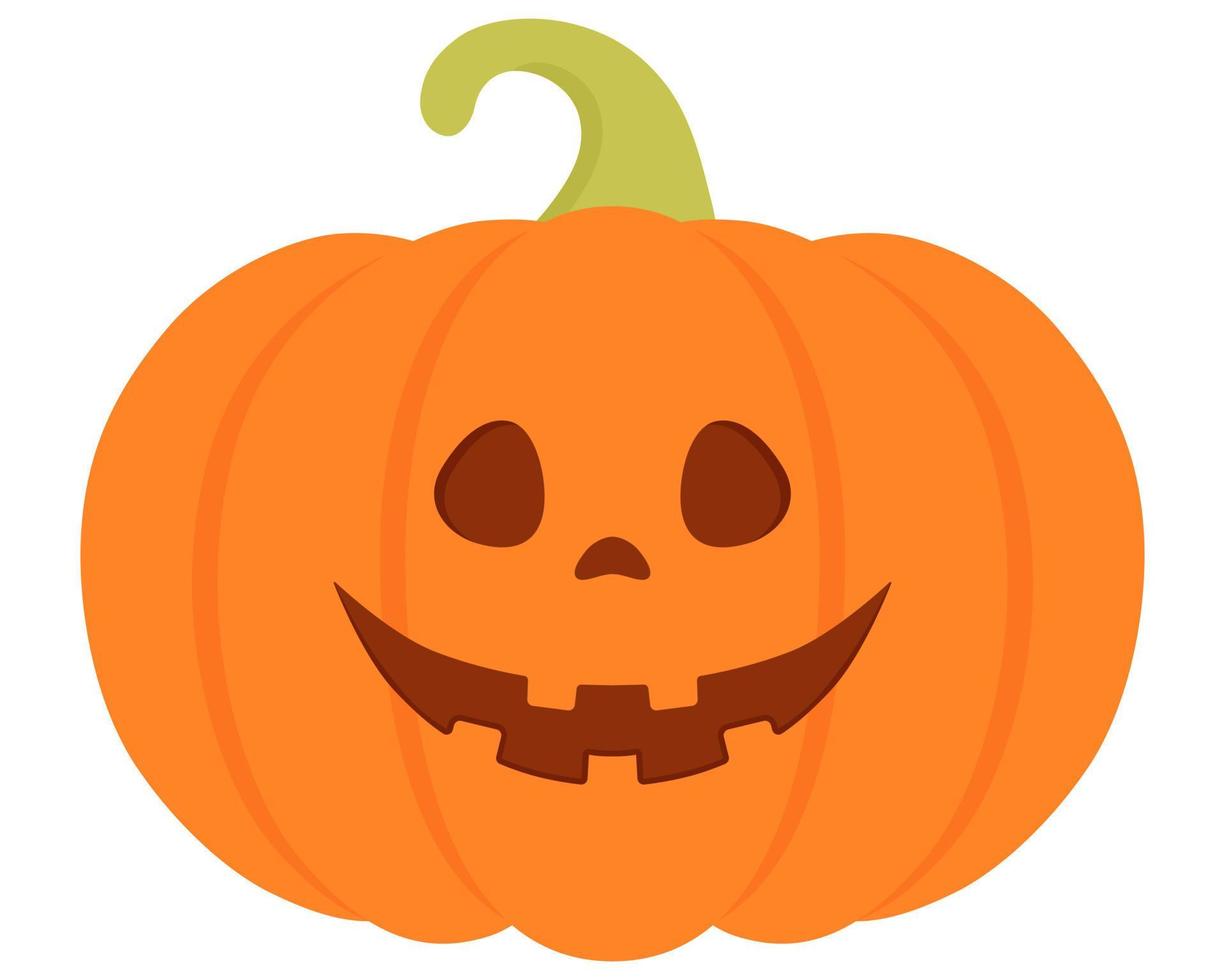 ícone de abóbora de halloween em fundo branco. feliz Dia das Bruxas. abóbora assustadora laranja com sorriso assustador feriado dia das bruxas. vetor