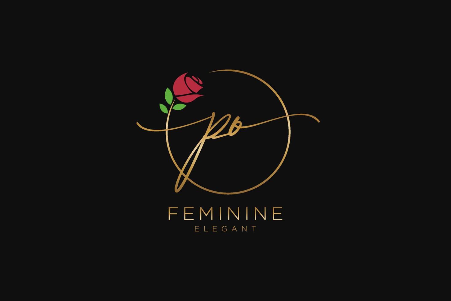 monograma de beleza do logotipo feminino inicial po e design de logotipo elegante, logotipo de caligrafia da assinatura inicial, casamento, moda, floral e botânico com modelo criativo. vetor