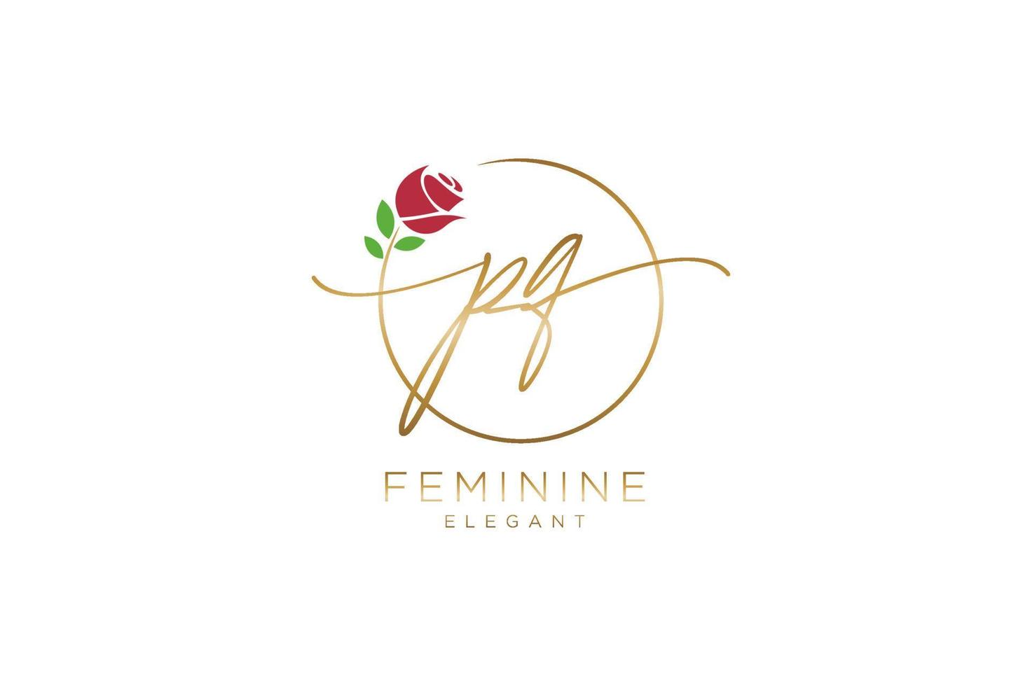 inicial pq monograma de beleza de logotipo feminino e design de logotipo elegante, logotipo de caligrafia de assinatura inicial, casamento, moda, floral e botânico com modelo criativo. vetor