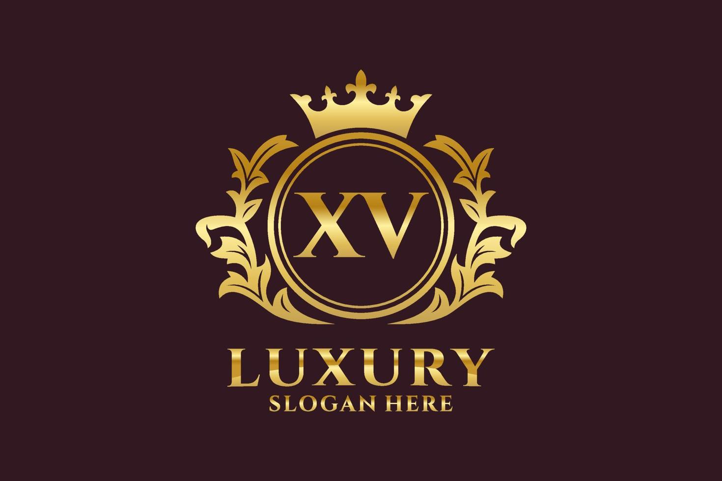 modelo de logotipo de luxo real carta inicial xv em arte vetorial para projetos de marca de luxo e outras ilustrações vetoriais. vetor