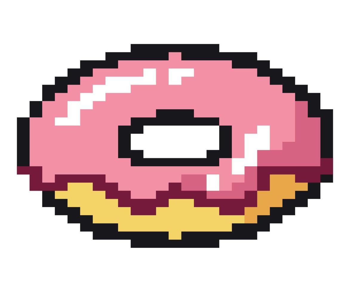 arte de pixel de donut vetor