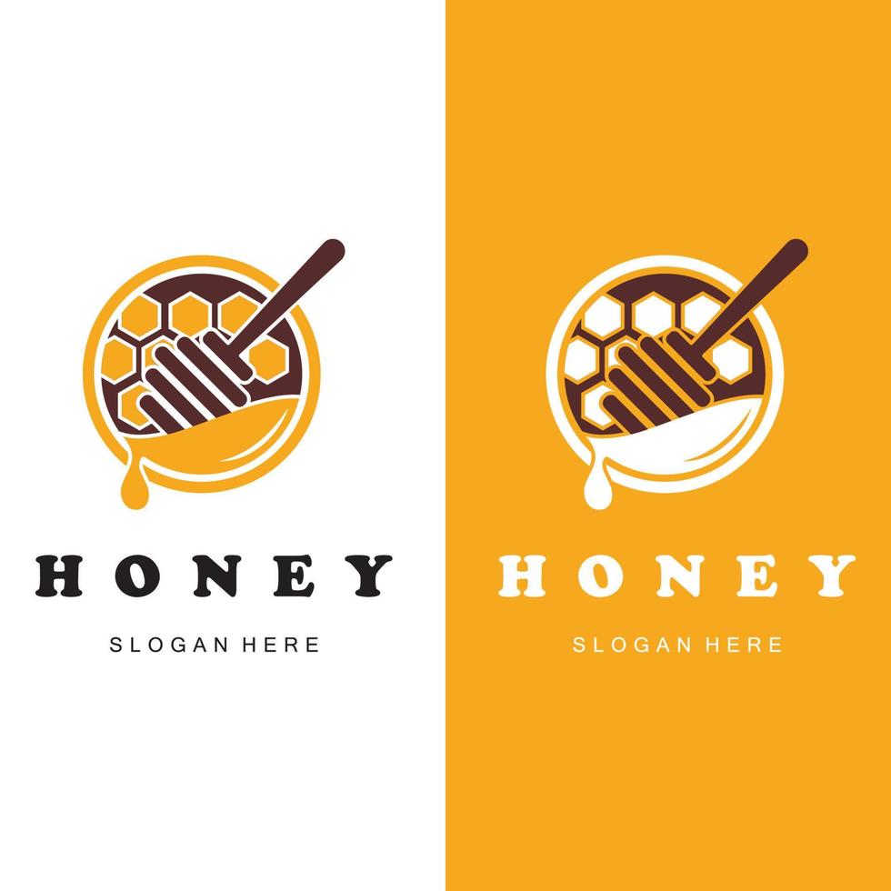 conjunto de logotipo de mel criativo com modelo de slogan vetor