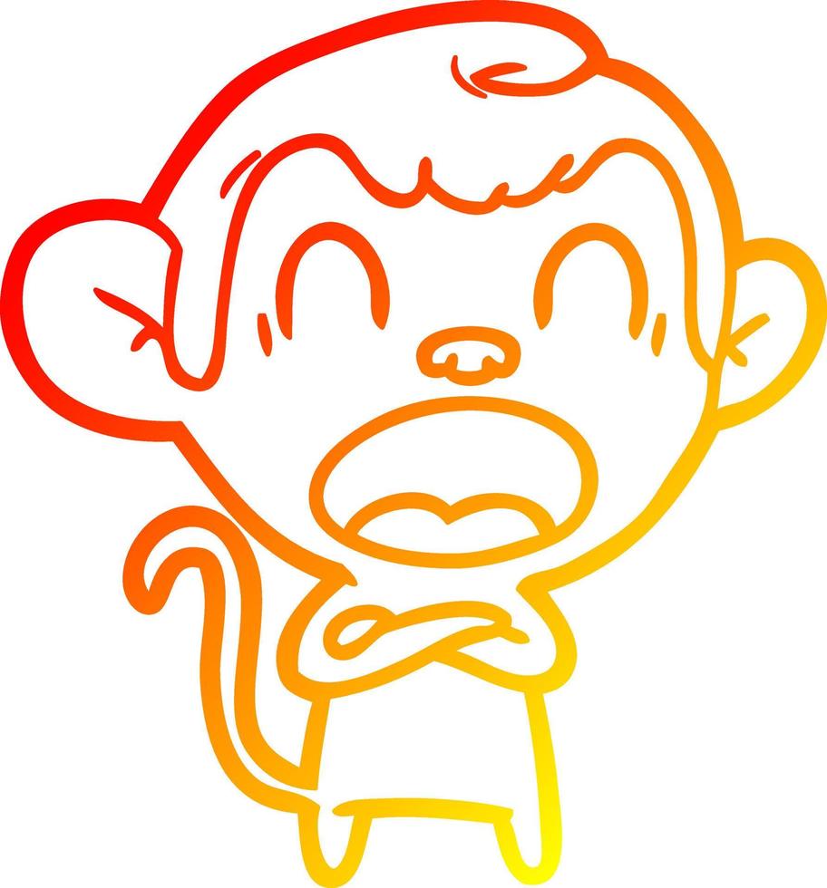 desenho de linha de gradiente quente gritando macaco de desenho animado vetor