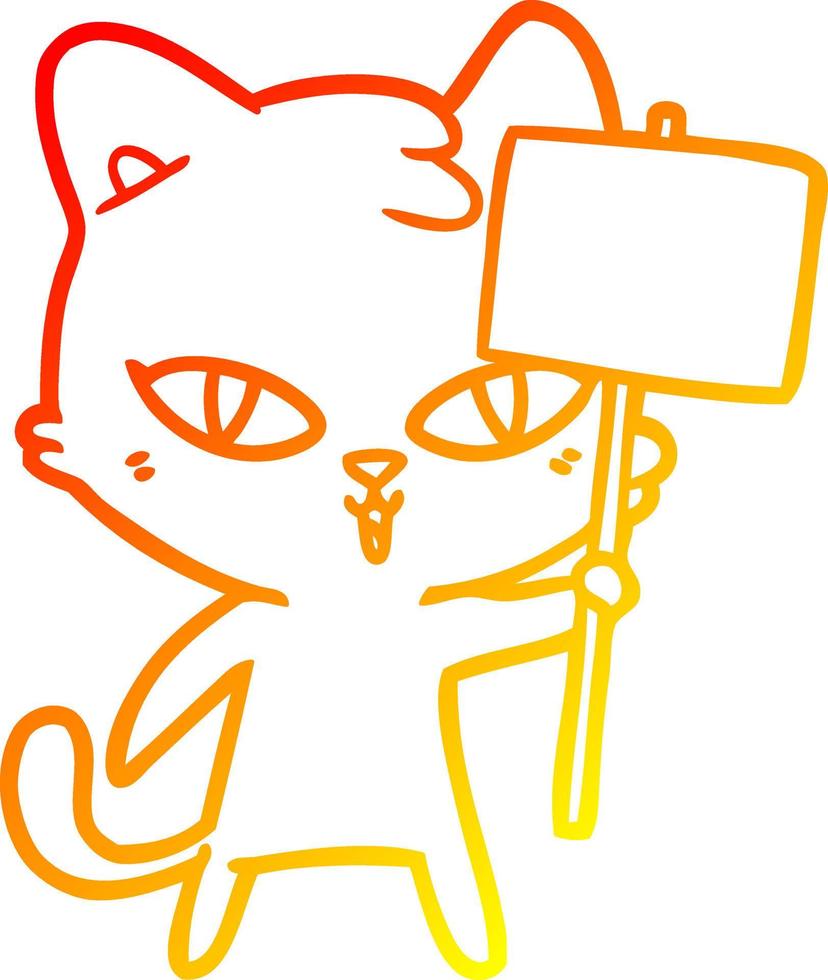 gato de desenho animado de desenho de linha de gradiente quente vetor