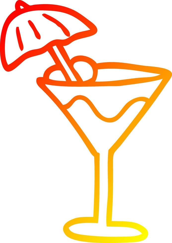 bebida de martini de desenho de desenho de linha de gradiente quente vetor