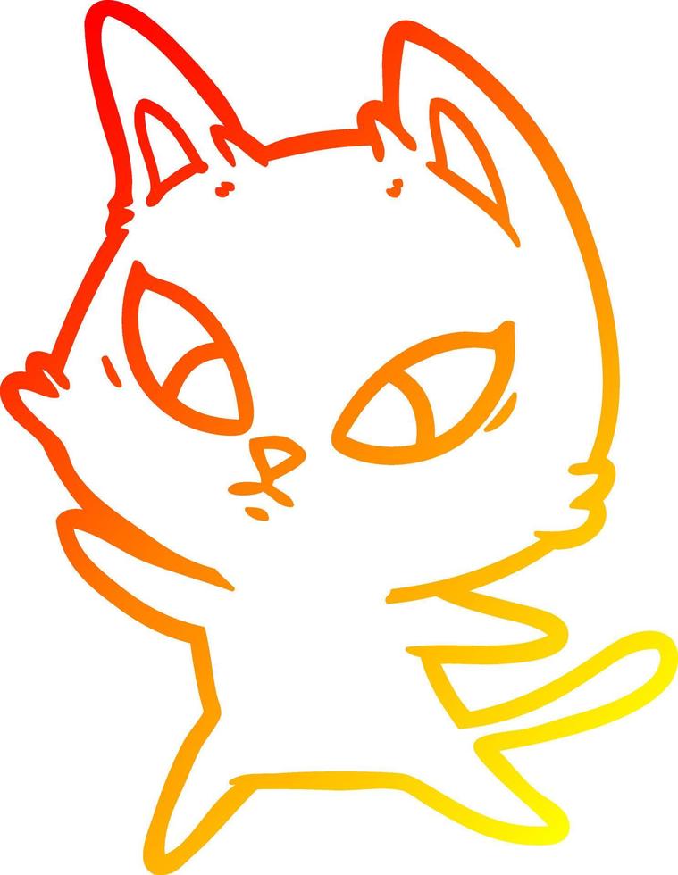 desenho de linha de gradiente quente gato de desenho animado confuso vetor