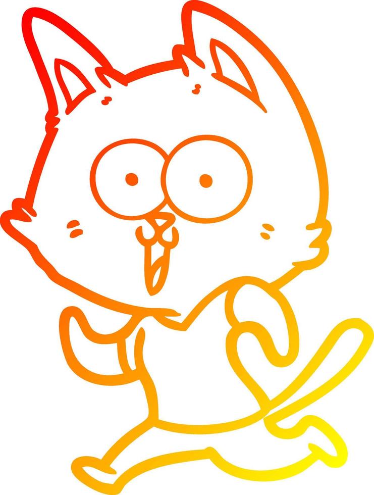 linha de gradiente quente desenhando gato de desenho animado engraçado correndo vetor