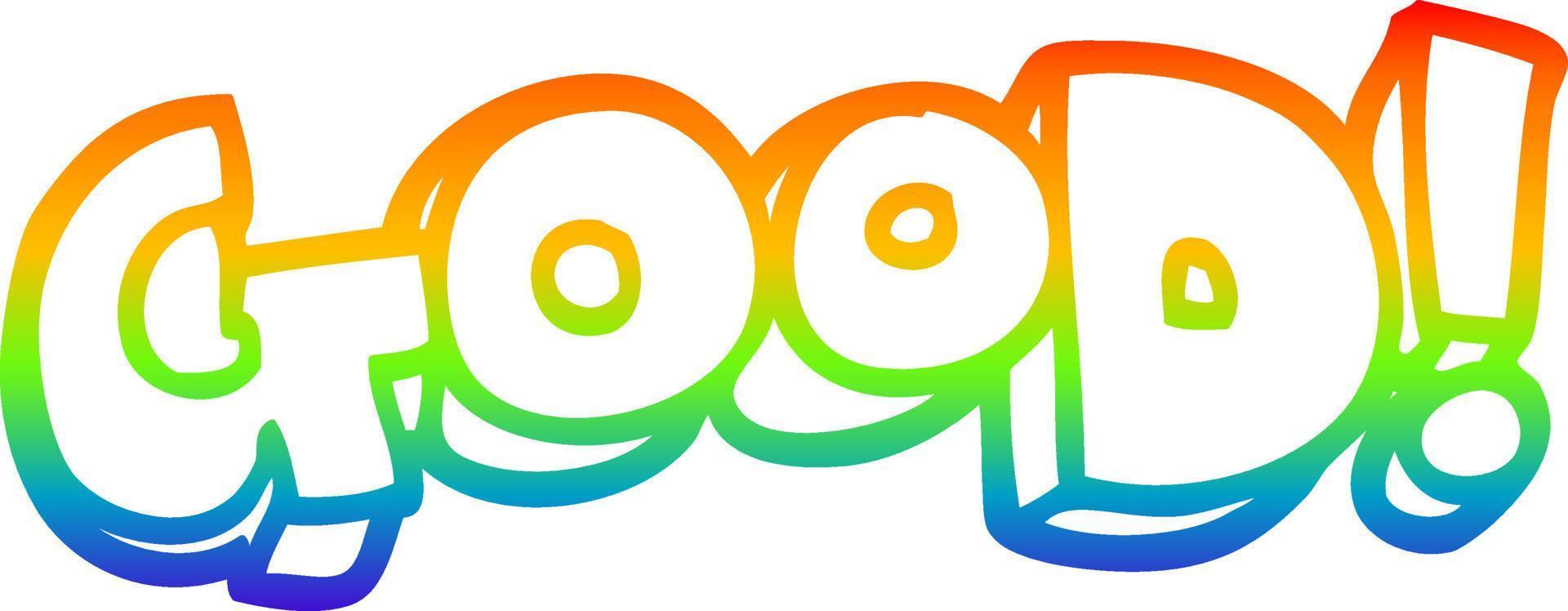 desenho de linha de gradiente de arco-íris palavra de desenho animado boa vetor