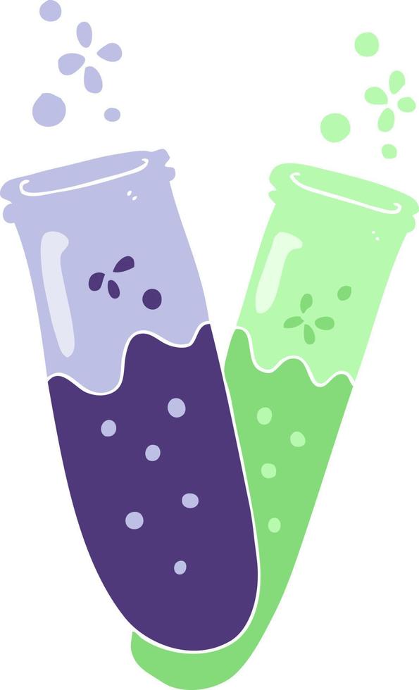 ilustração de cores planas de produtos químicos em tubos de ensaio vetor