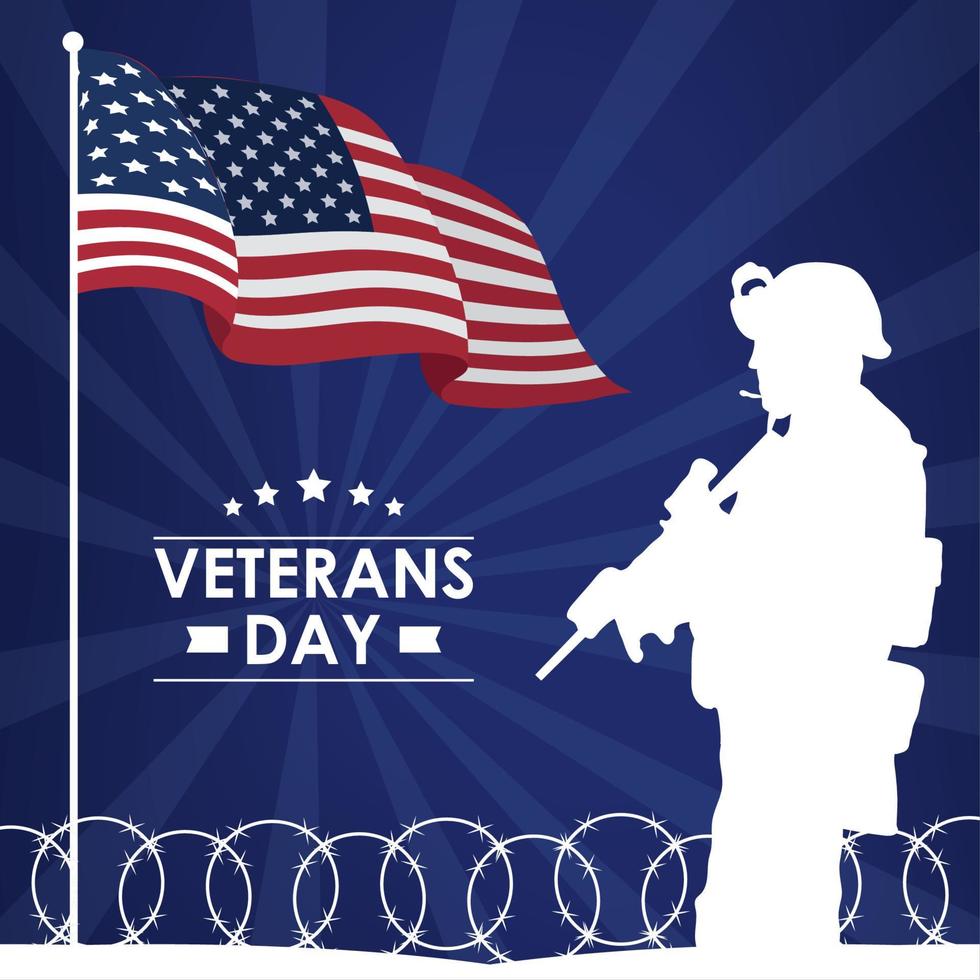 cartaz de letras do dia dos veteranos vetor