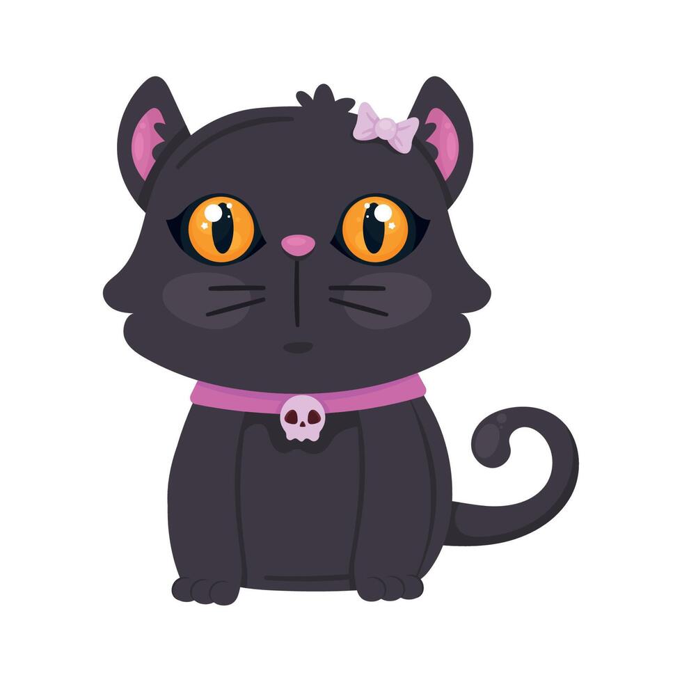 gato de halloween com colar vetor