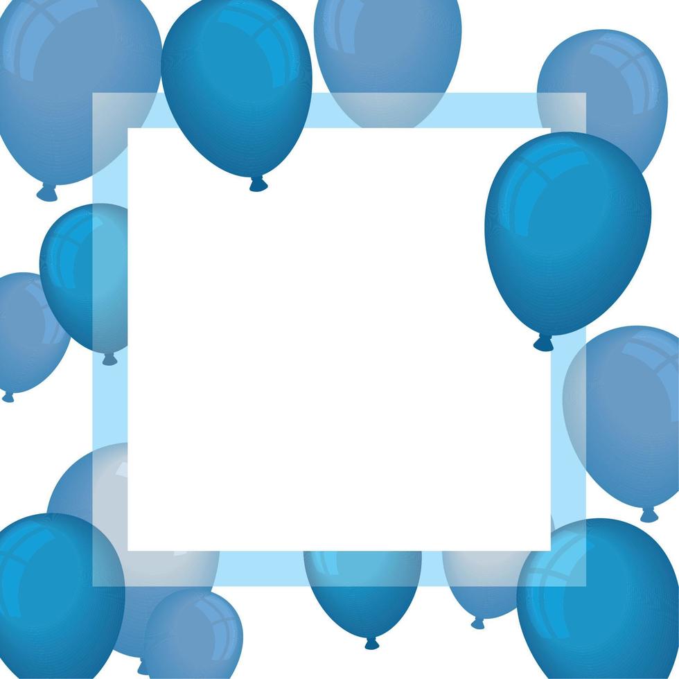 quadro de hélio de balões azuis vetor