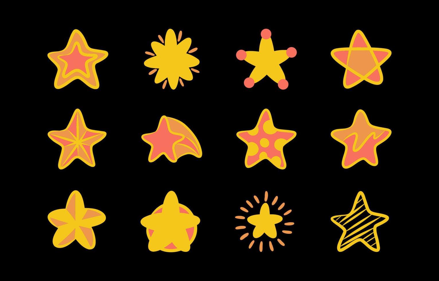coleção de ícones desenhados à mão em forma de estrela vetor