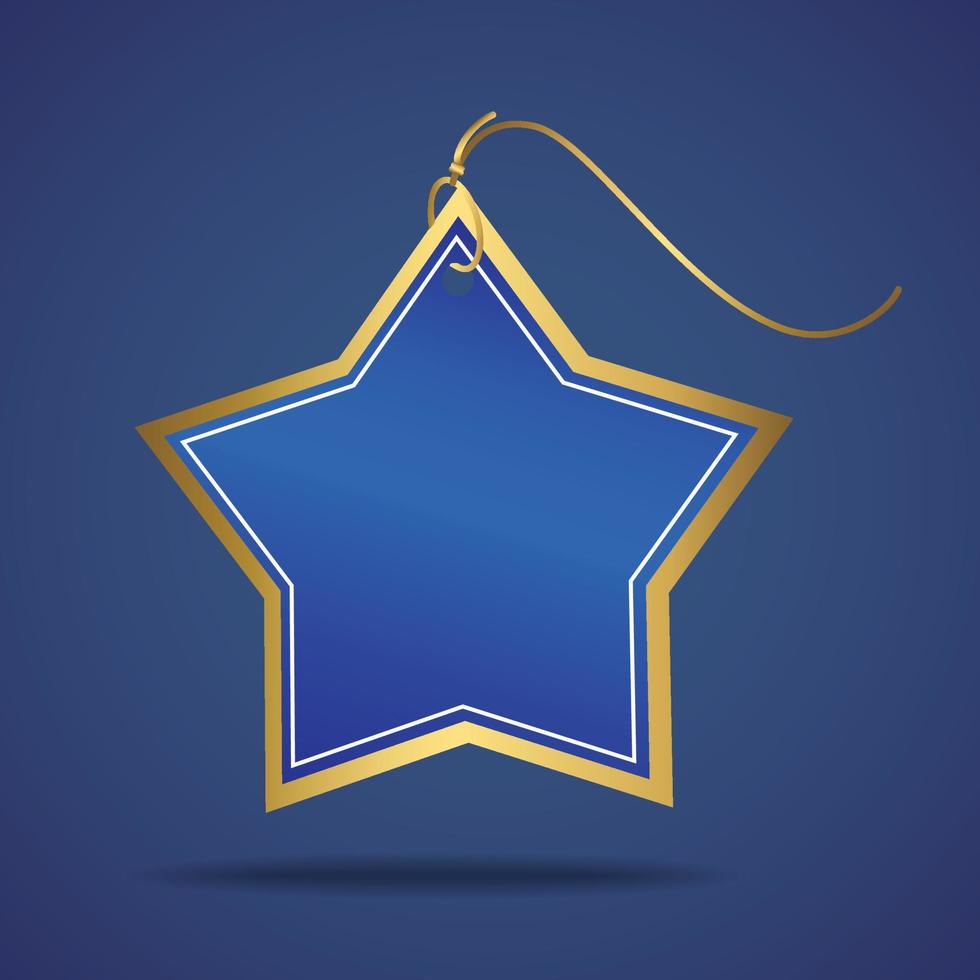 adesivo de metal dourado estrela. etiqueta de etiqueta de ouro com azul. maquetes douradas vetor