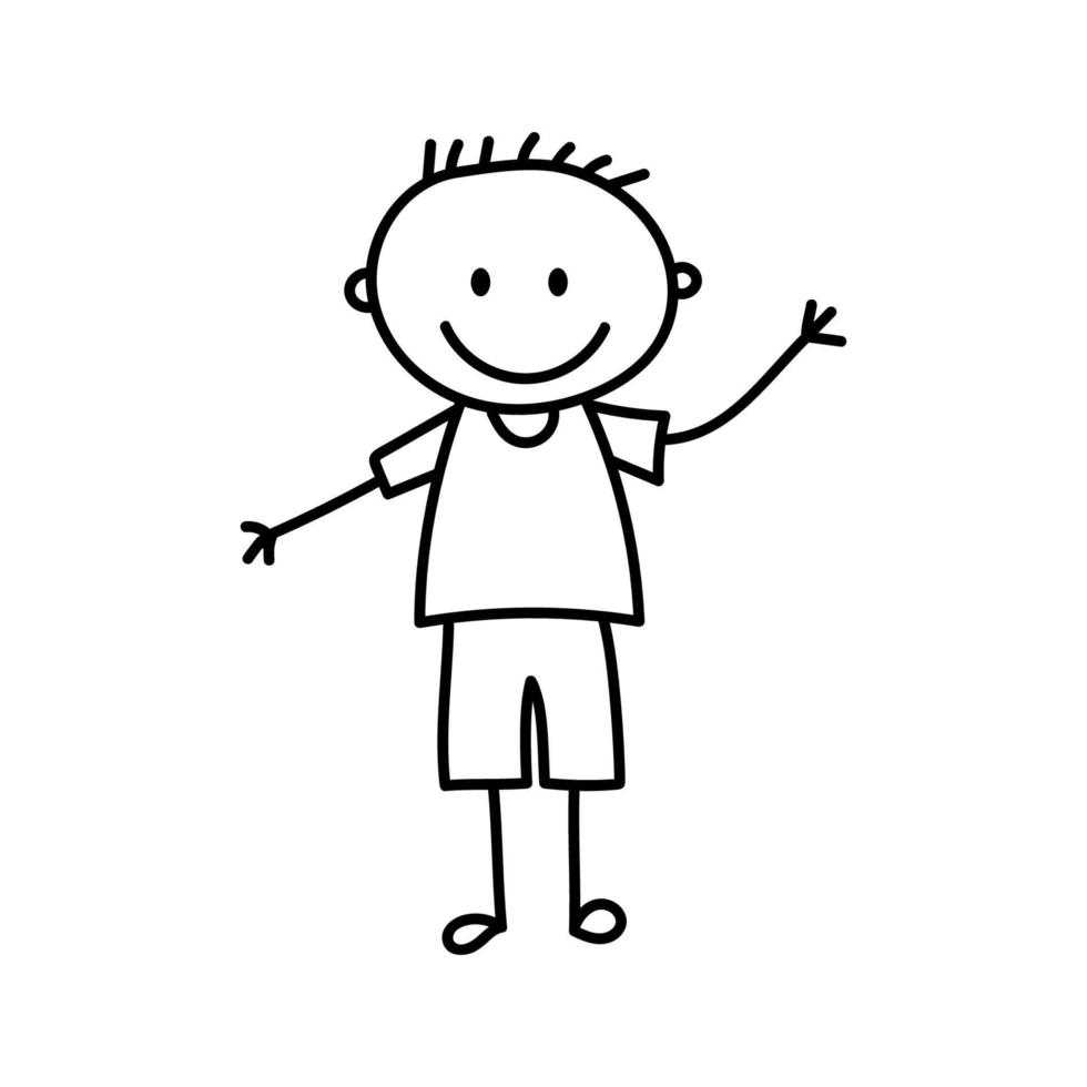 menino sorridente de pau bonito. ilustração vetorial em estilo doodle isolado no branco vetor