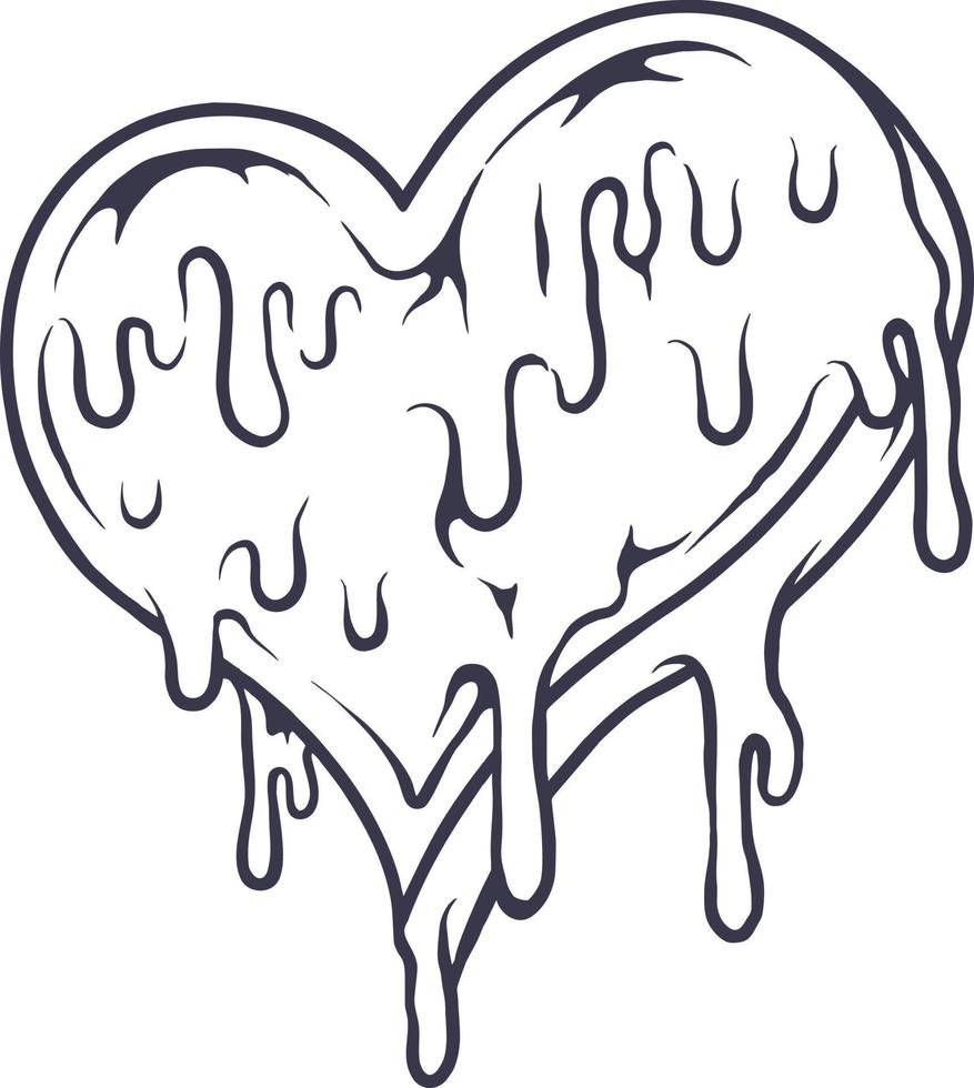 ilustração de silhueta de coração derretendo amor vetor