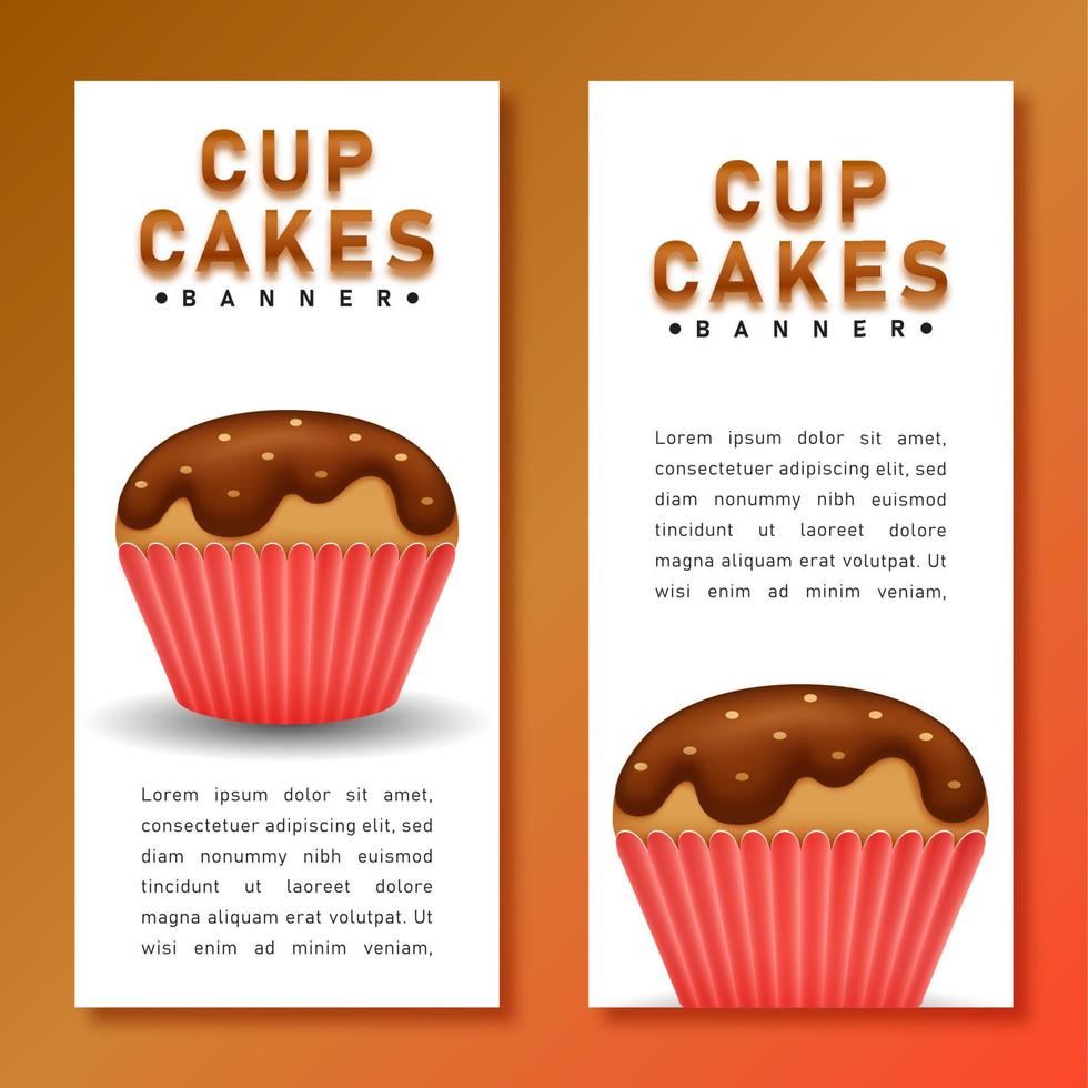 banner de cupcakes com fundo colorido vetor