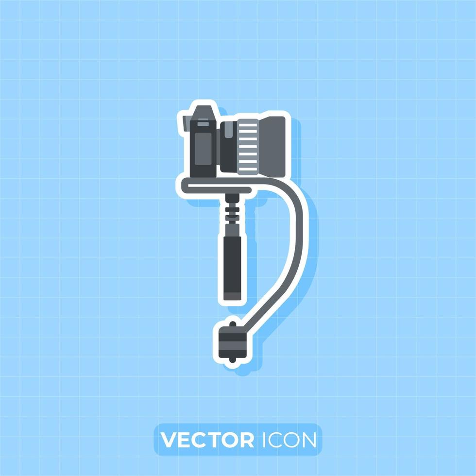 ícone de estabilizador de câmera steadicam portátil, design plano. vetor