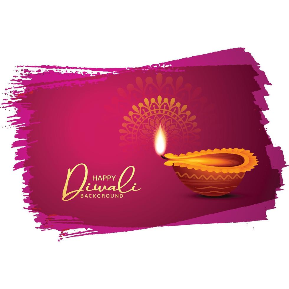 ilustração de diya queimando no fundo do cartão de férias de celebração de diwali feliz vetor