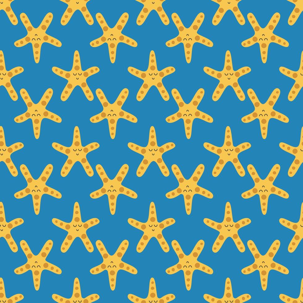 estrela do mar no mar. impressão simples. padrão perfeito, ilustração vetorial vetor