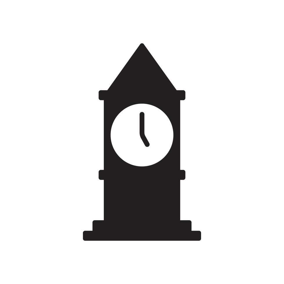 eps10 preto vector relógio torre ícone sólido abstrato isolado no fundo branco. símbolo da torre do big ben em um estilo moderno simples e moderno para o design do seu site, logotipo e aplicativo móvel