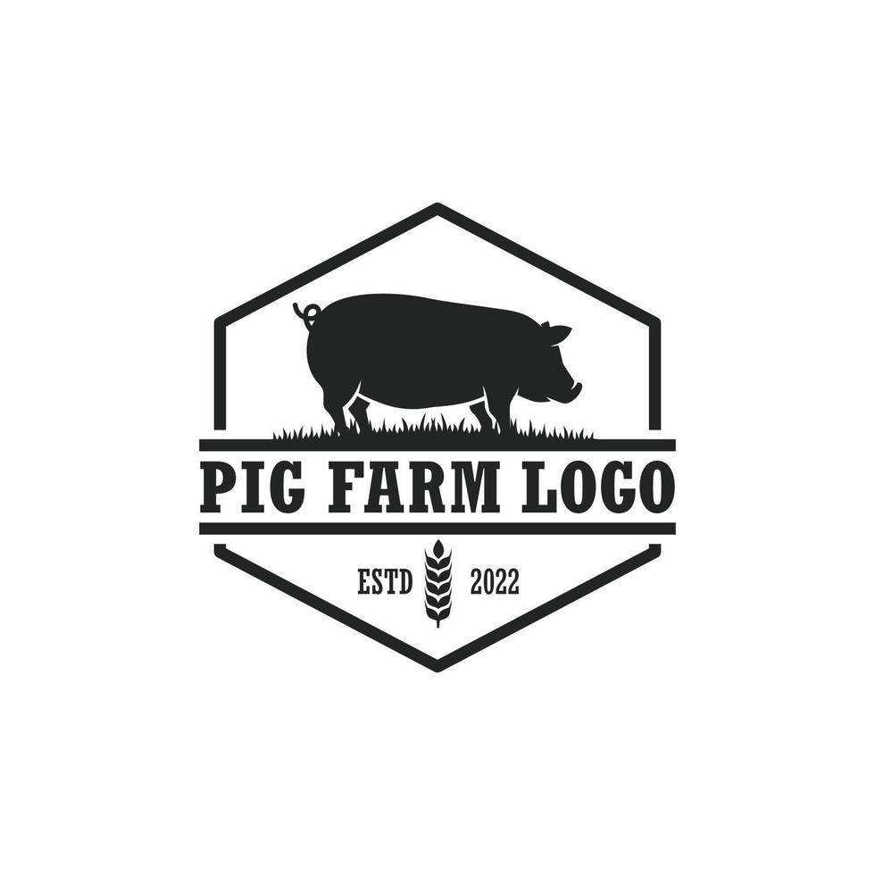 vetor de logotipo de fazenda de porco. logotipo da fazenda de gado