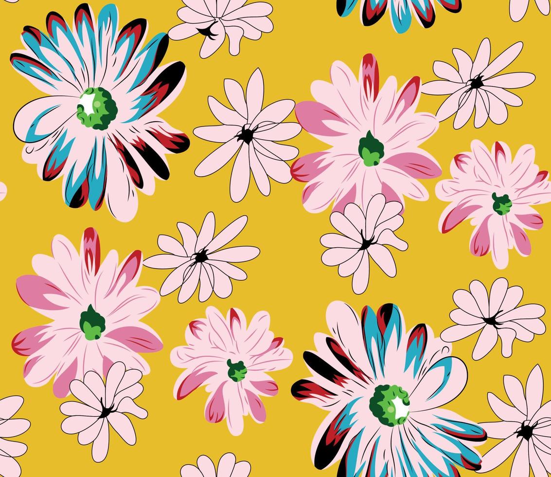 vector seamless pattern.wild flores, folhas, ramos, doces repetir design padrão set.seamless pattern.handmade floral. papel de parede, tecido ou design