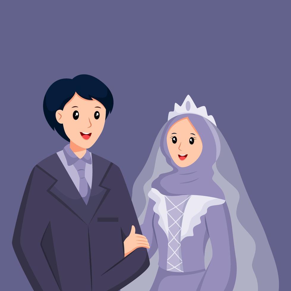 ilustração de design de personagens de casal de noivos vetor