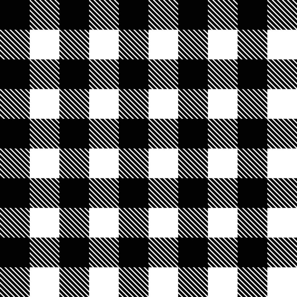 padrão de tartan. preto branco tartan Escócia sem costura. xadrez de búfalo de lenhador branco e preto. vetor