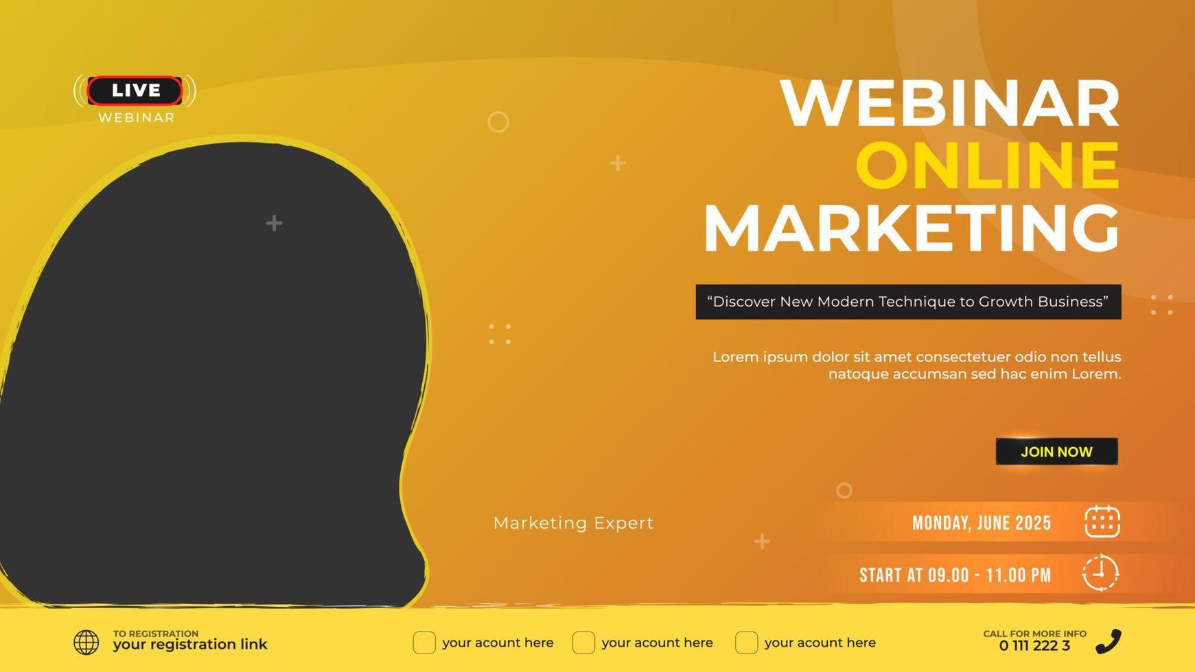 modelo de banner de marketing online de webinar vetor