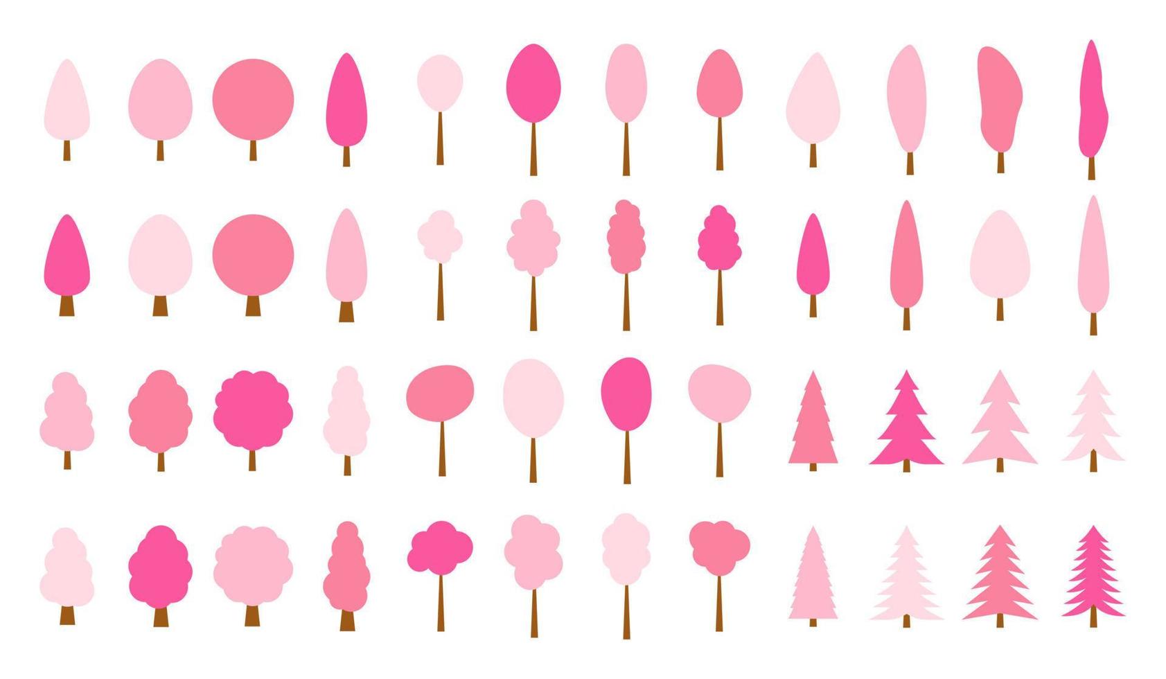 conjunto de pinheiros rosa padrão vetor