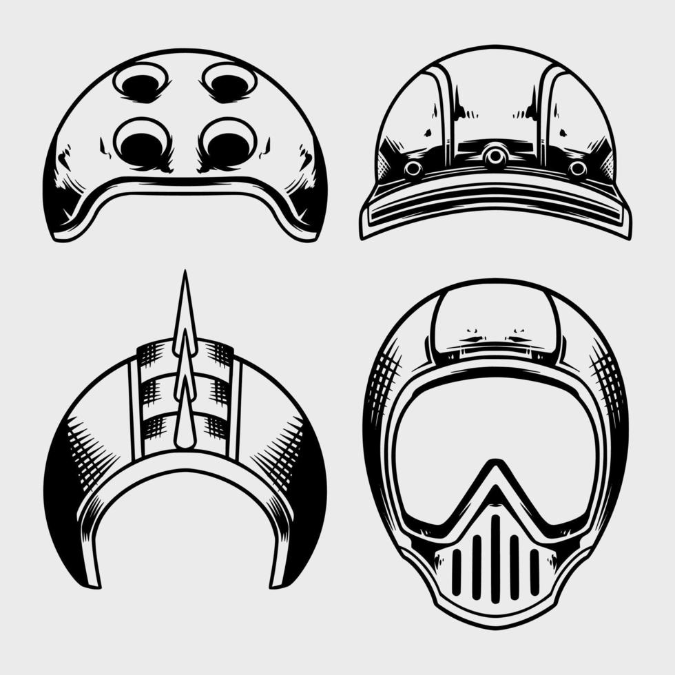 ilustração de capacete clássico legal e detalhada vetor
