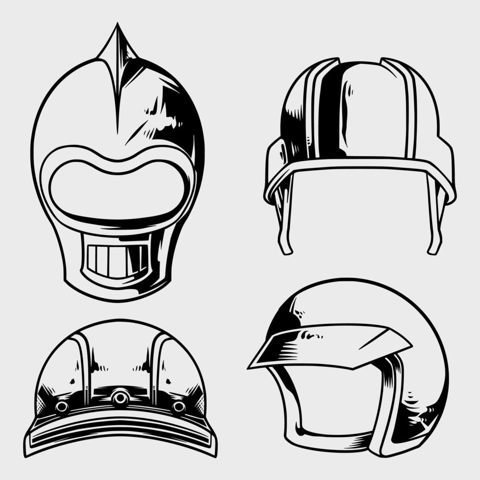 ilustração de capacete clássico fofo legal vetor