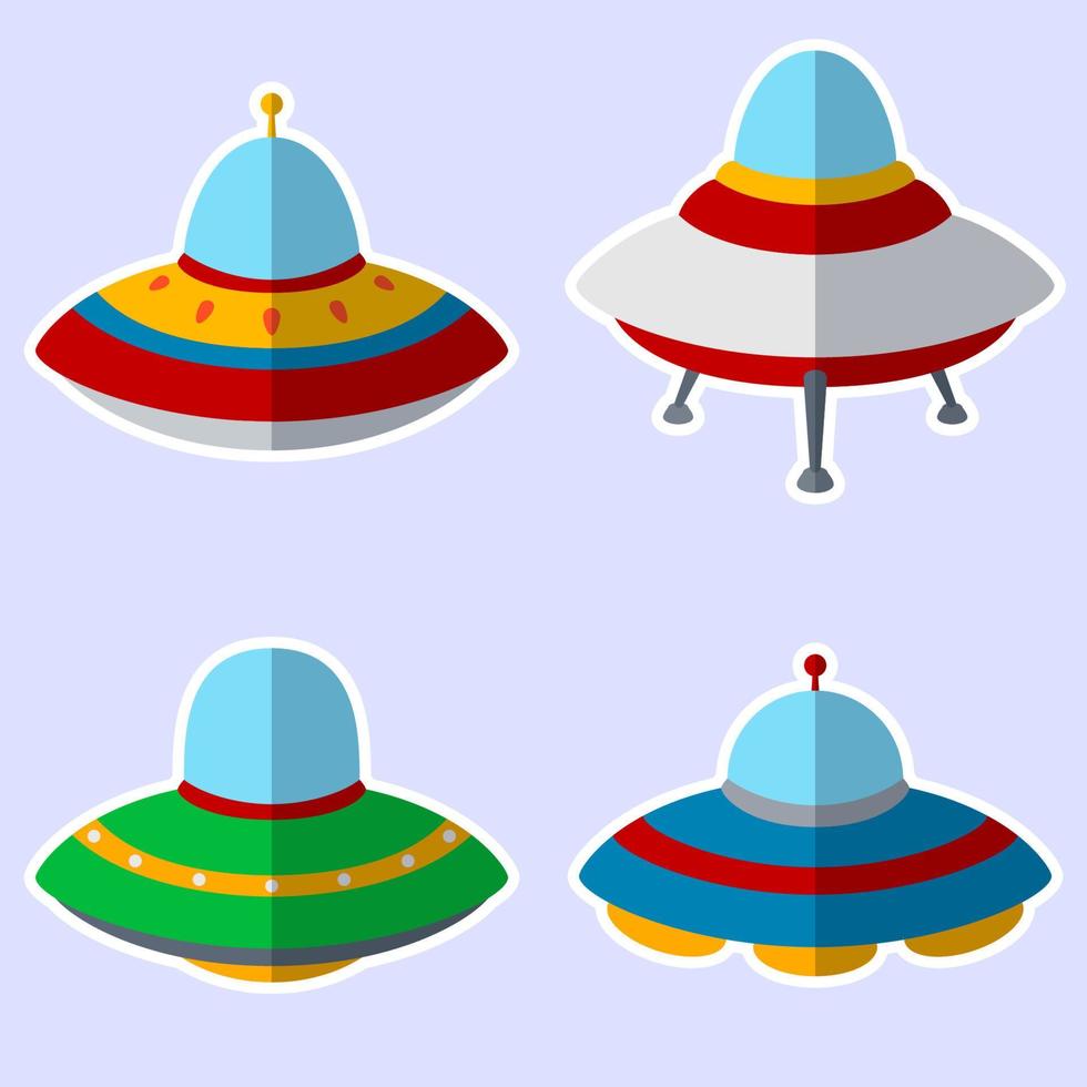 conjunto de naves alienígenas coloridas vetor
