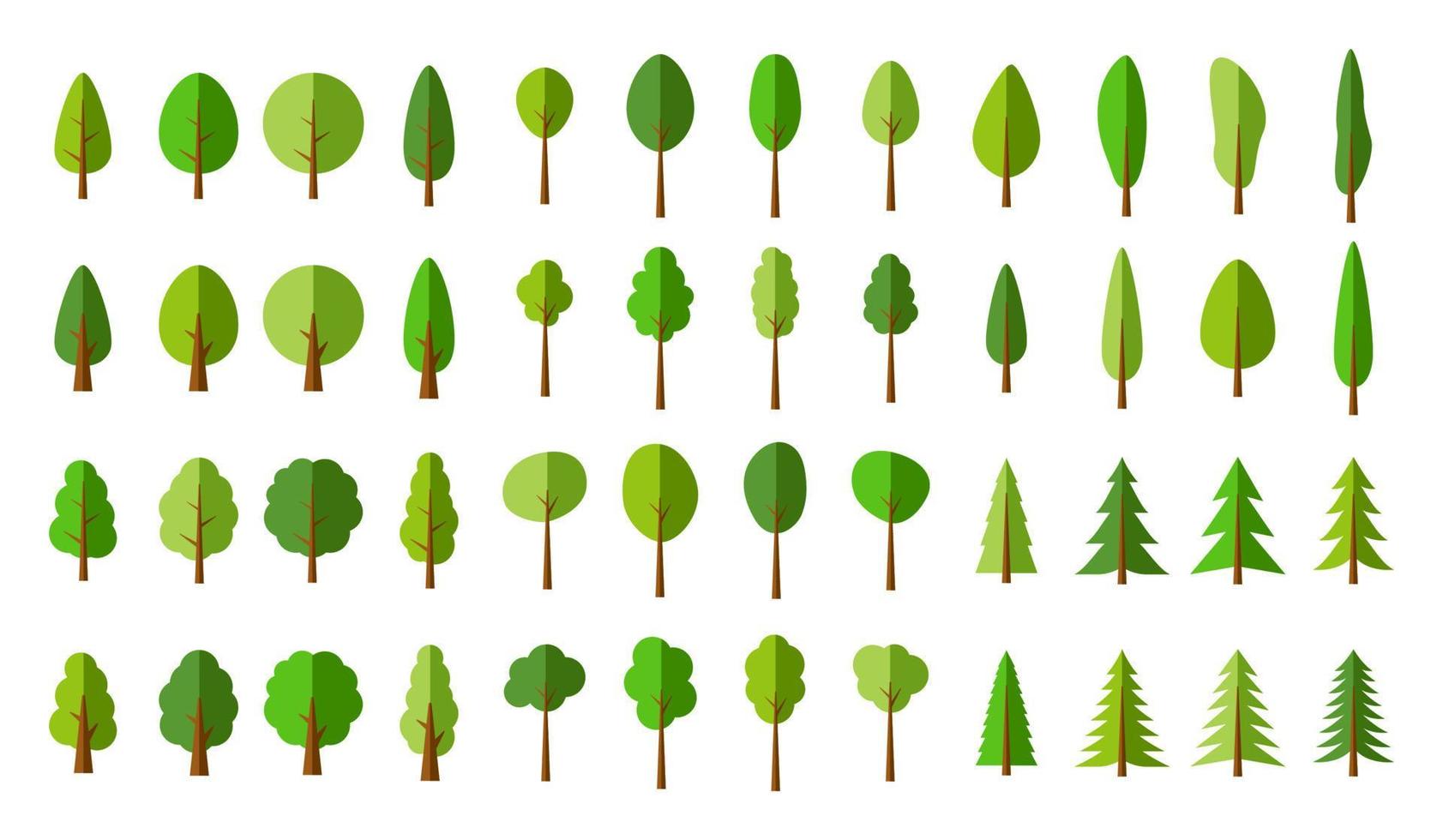 conjunto de pinheiros verdes padrão vetor