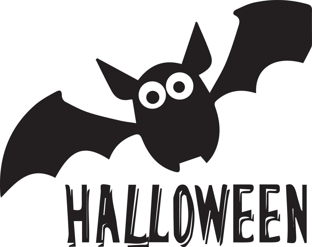 design de morcego simples com uma mensagem de halloween sob vetor