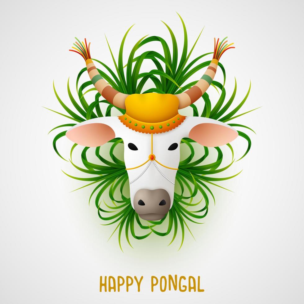 feliz pongal com vaca decorada vetor