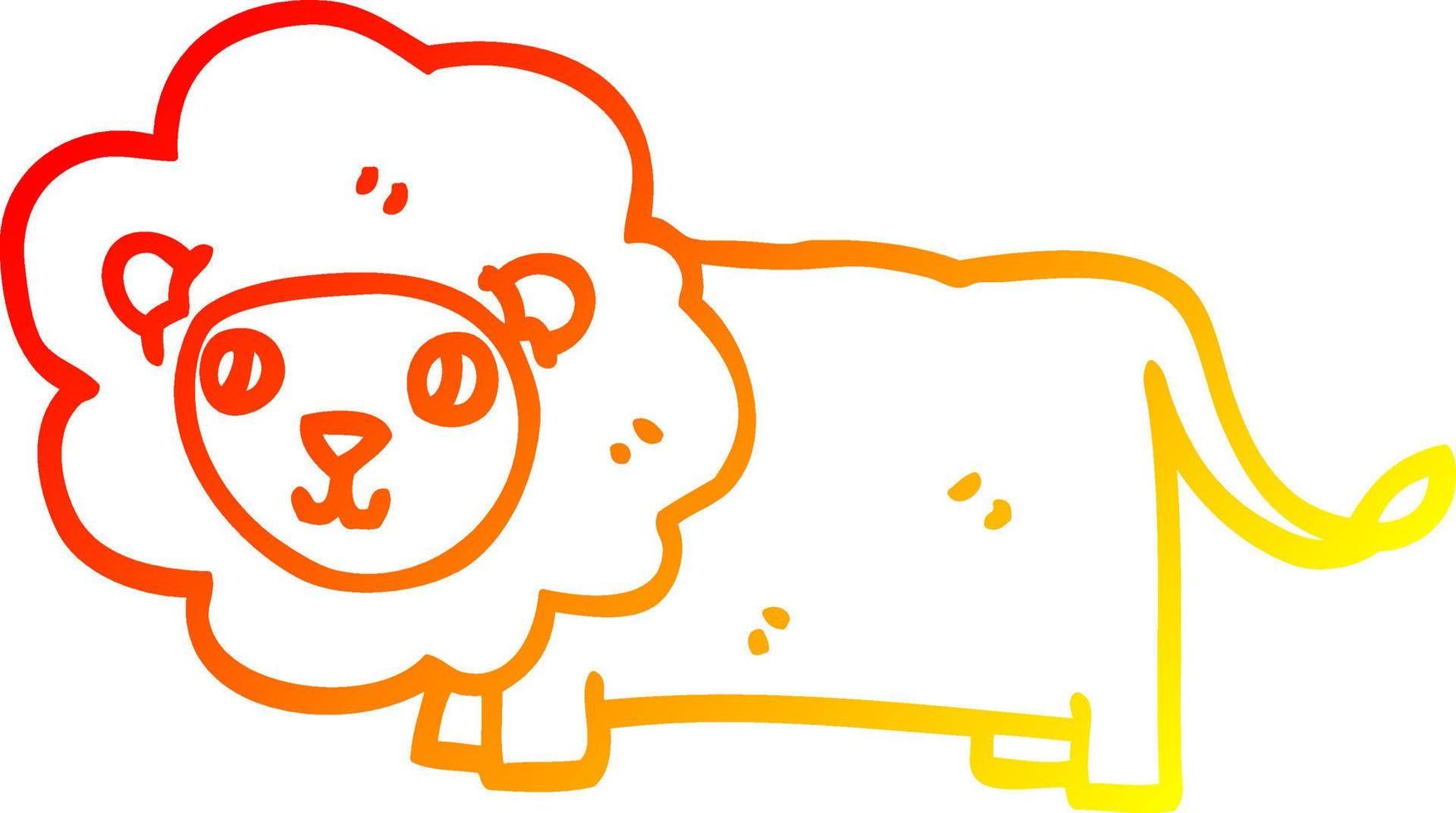 desenho de linha gradiente quente desenho animado leão feliz vetor