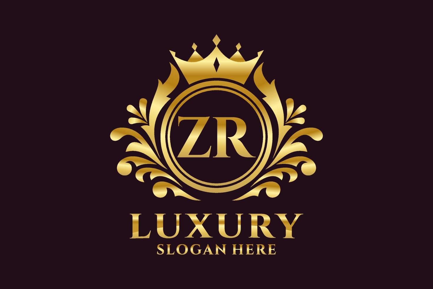 modelo de logotipo de luxo real inicial da carta zr em arte vetorial para projetos de marca luxuosos e outras ilustrações vetoriais. vetor