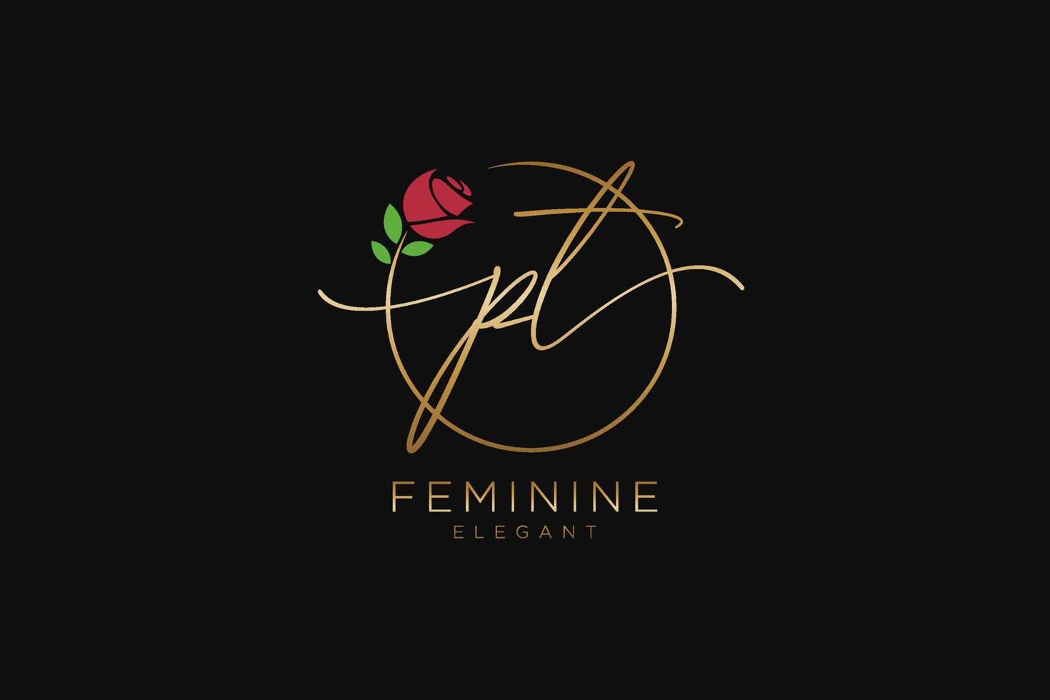 inicial pt logotipo feminino monograma de beleza e design de logotipo elegante, logotipo de caligrafia de assinatura inicial, casamento, moda, floral e botânico com modelo criativo. vetor