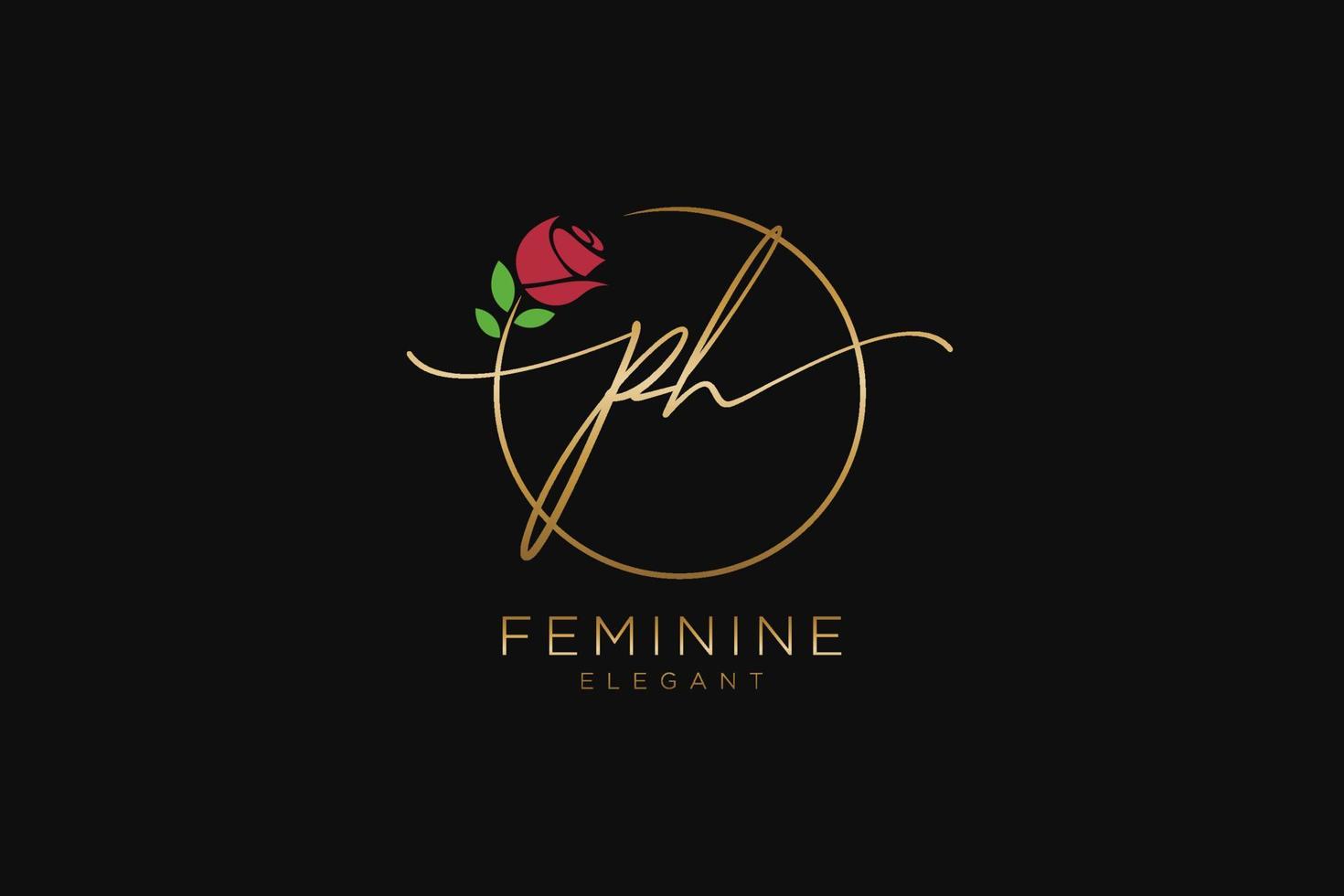 monograma de beleza de logotipo feminino de ph inicial e design de logotipo elegante, logotipo de caligrafia de assinatura inicial, casamento, moda, floral e botânico com modelo criativo. vetor