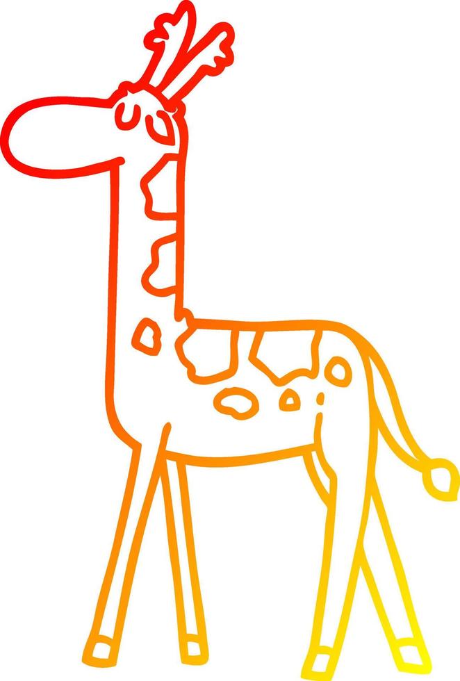 desenho de linha de gradiente quente desenho animado girafa ambulante vetor
