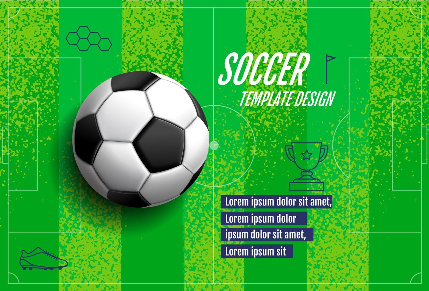 design de modelo de futebol, banner de futebol, design de layout de esporte, tema verde, vetor