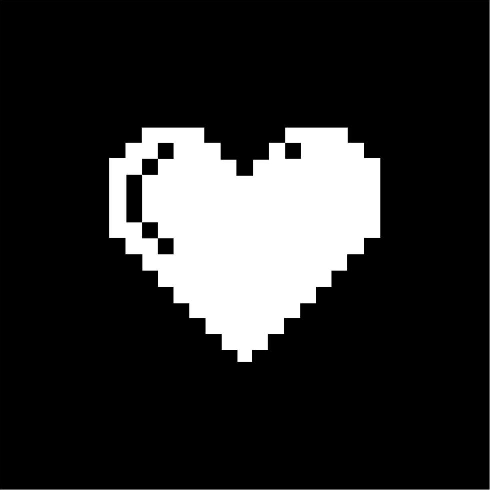 em forma de coração. símbolo de ícone de amor para pictograma, aplicativo, site, logotipo ou elemento de design gráfico. ilustração de estilo pixel art. ilustração vetorial vetor