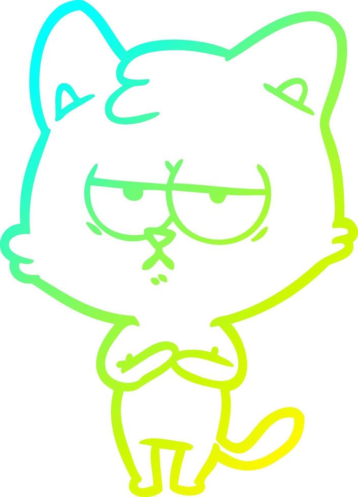 desenho de linha de gradiente frio desenho de gato de desenho animado entediado vetor