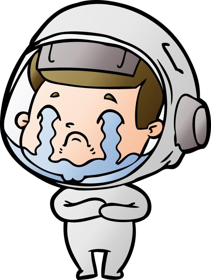astronauta chorando de desenho animado vetor