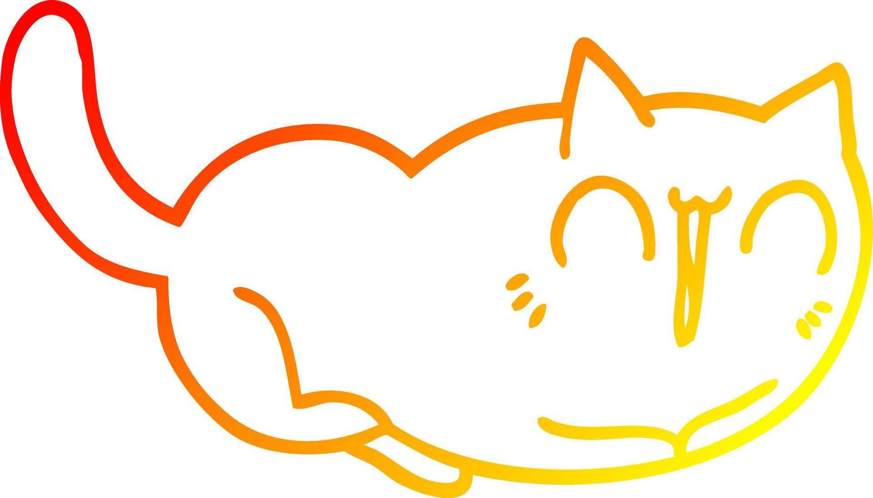 linha de gradiente quente desenhando gato de desenho animado feliz vetor