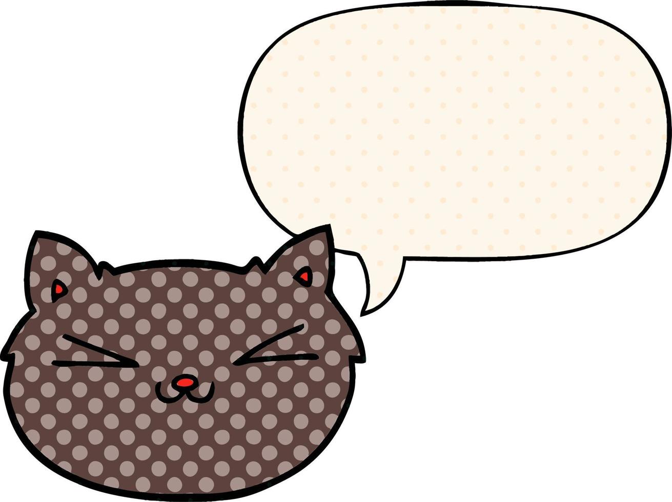 gato de desenho animado feliz e bolha de fala no estilo de quadrinhos vetor
